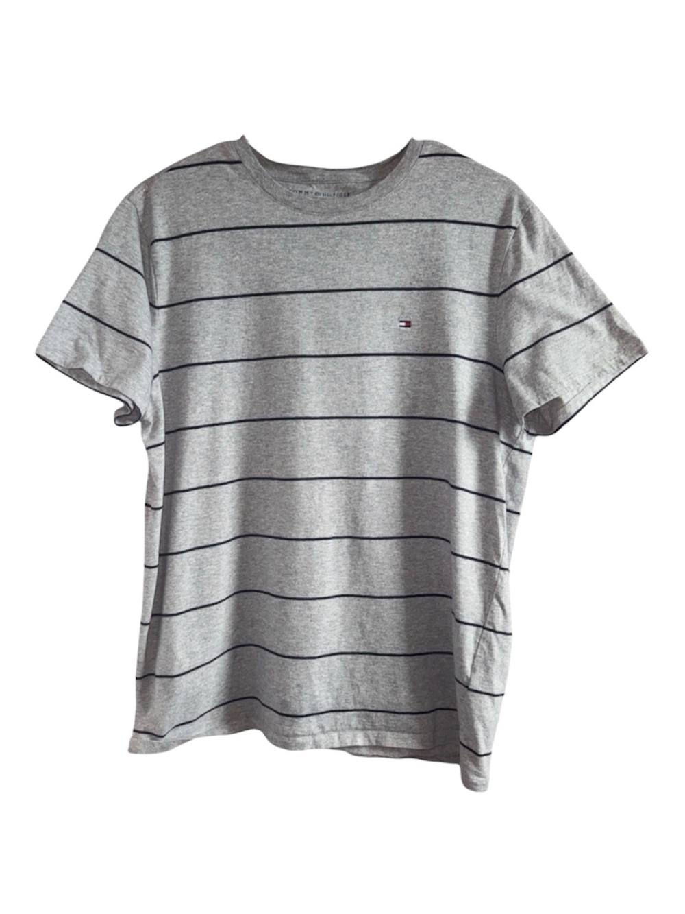 Tommy Hilfiger Gray Striped Men's T-Shirt Size Medium